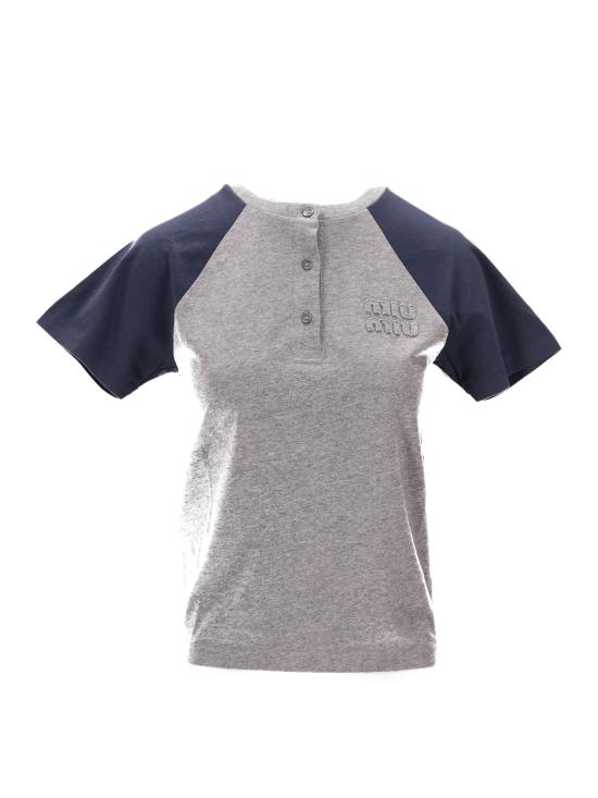 26SS 미우미우 반팔 티셔츠 MJNA18SOOO1842 F0MZQ GRIGIO BLU