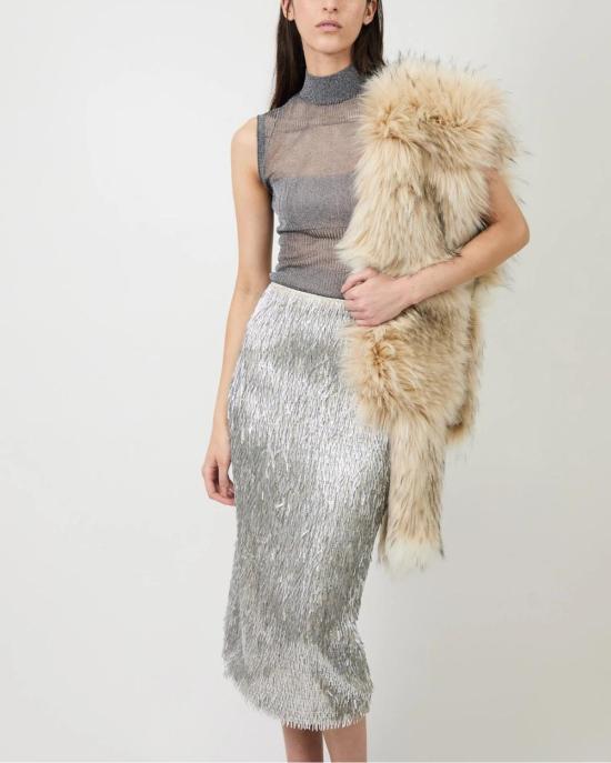  AKNVAS 미디 스커트 아크바스 타오 펜슬 스커트 실버 - OTHER BRANDS