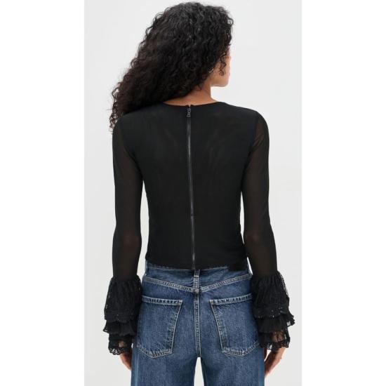  alice + oliva 민소매 티셔츠 앨리스 + 올리바 델라이나 블랙 롱 슬리브 크롭 탑 - OTHER BRANDS