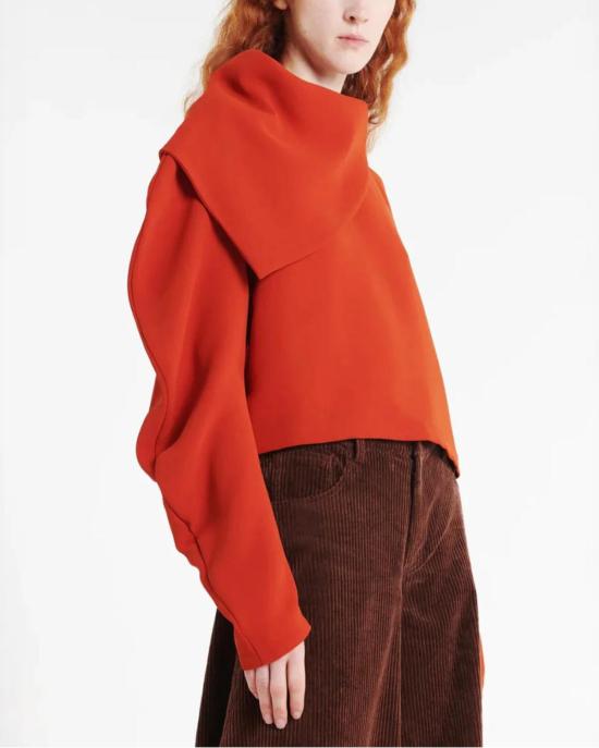  어웨이크 모드 긴팔 티셔츠 A.W.A.K.E. 모드 드레이프 칼라 탑 테라코타 - A.W.A.K.E. MODE