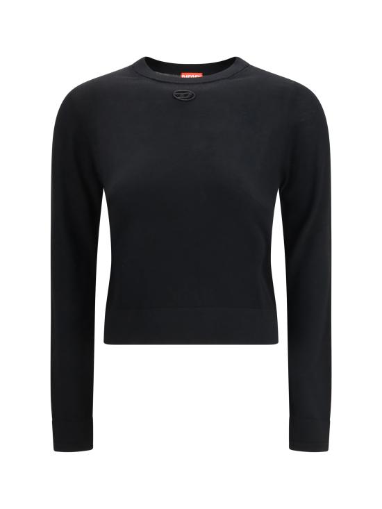 25FW 디젤 M 알리네사 컷아웃 로고 울 점퍼 A174980DCCH 9XX BLACK