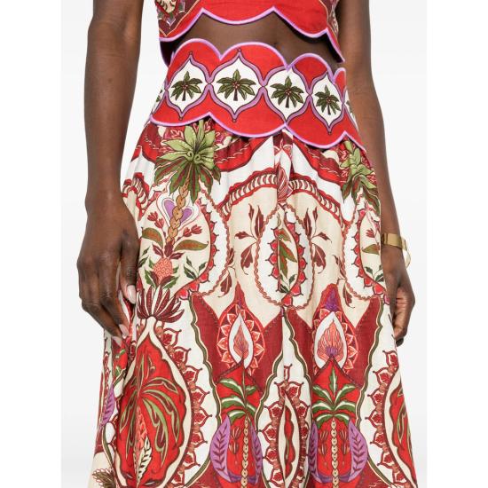 26SS 팜 리오 미디 스커트 344016 26078 RED NEUTRALS - FARM RIO