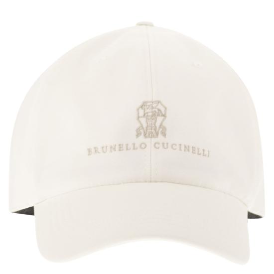 26SS 브루넬로 쿠치넬리 로고 자수 베이스볼 캡 M252D9850 WHITE