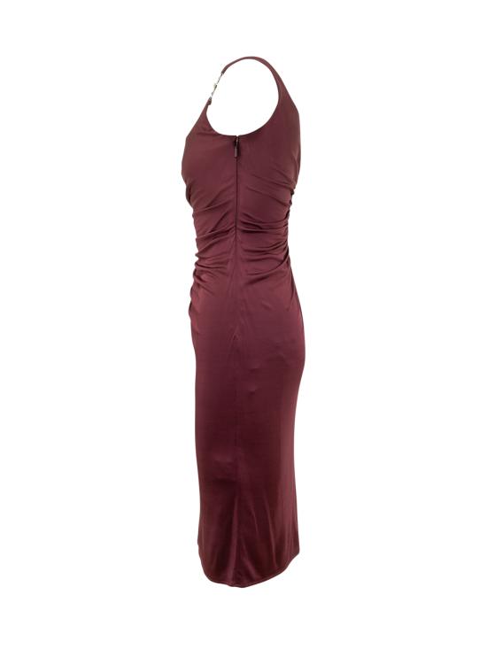 26SS 베르사체 미디 원피스 10226061A12497 1RD90 BURGUNDY - VERSACE