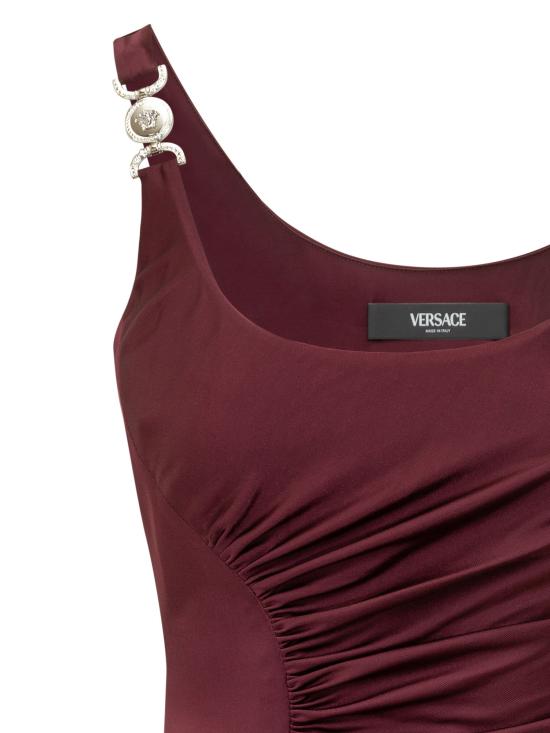 26SS 베르사체 미디 원피스 10226061A12497 1RD90 BURGUNDY - VERSACE