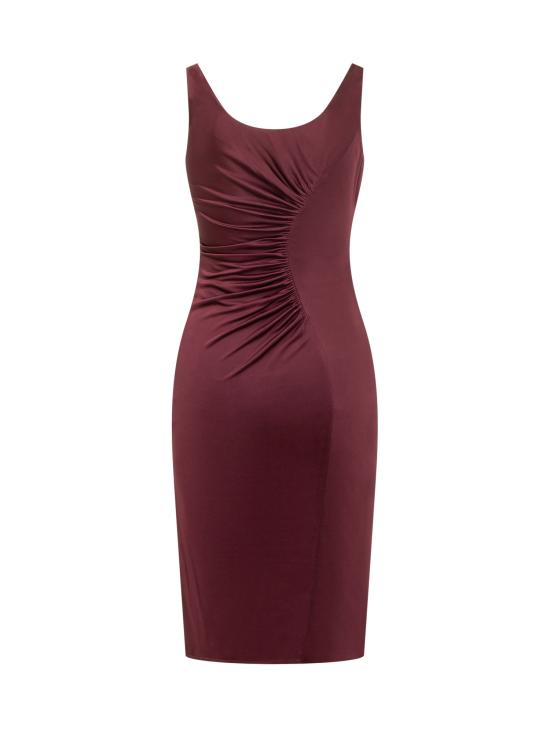 26SS 베르사체 미디 원피스 10226061A12497 1RD90 BURGUNDY - VERSACE