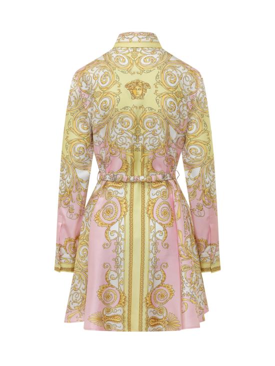 26SS 베르사체 미디 원피스 10189331A17165 5Y590 PALE YELLOW ROSE QUARTZ - VERSACE