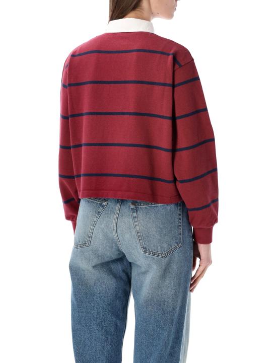 25FW 스포티앤리치 폴로 티셔츠 ST00862300RE40 4014 MERLOT NAVY STRIPE - SPORTY & RICH