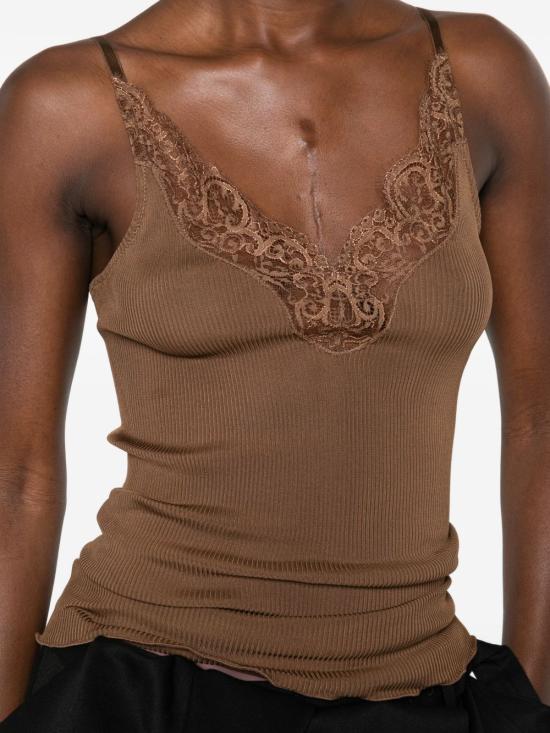 26SS 생로랑 레이스드 탱크탑 796843 Y37SM2574 Brown - SAINT LAURENT