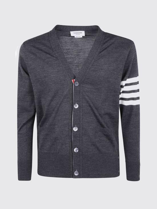 26SS 톰브라운 4바 서스테이너블 파인 메리노 울 클래식 가디건 MKC002AY1014 022 Charcoal - THOM BROWNE