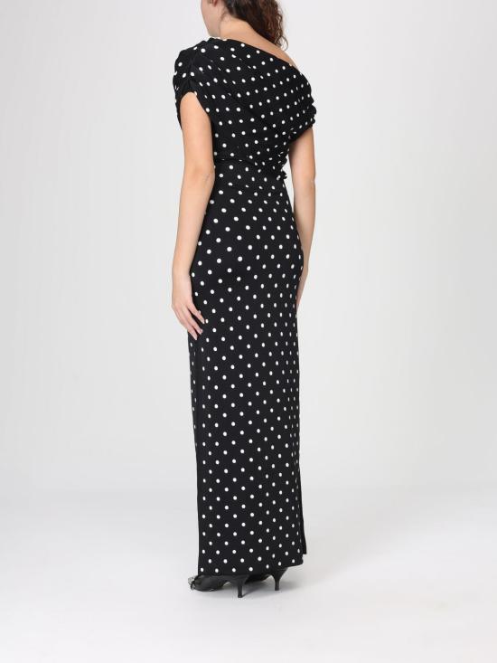 26SS 셀프 포트레이트 롱 원피스 RS26108MAB BLACK WHITE Black - SELF PORTRAIT