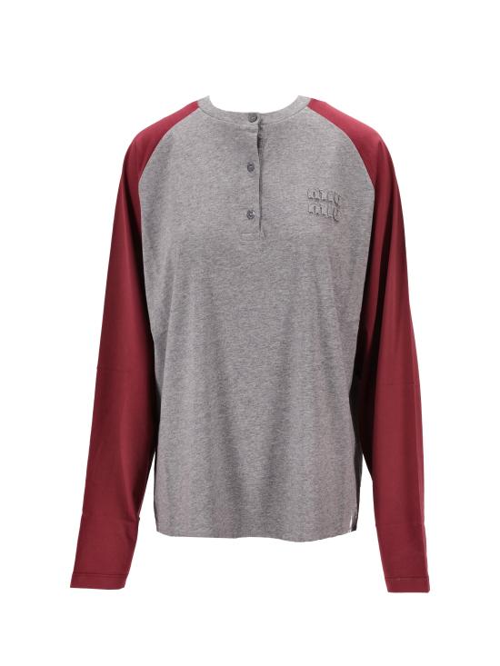 26SS 미우미우 반팔 티셔츠 MJLA34SOOO1842 F0ETA GRIGIO AMARANTO