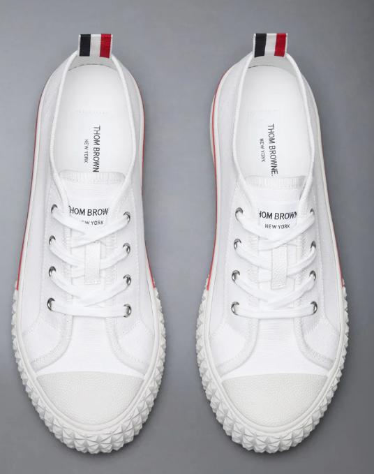26SS 톰브라운 타탄 트레드 컬리지에이트 로우 스니커즈 MFD253AF0102 100 WHITE - THOM BROWNE