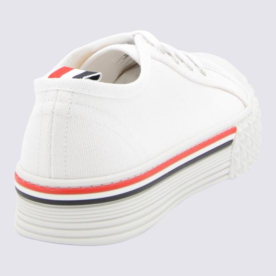 26FW 톰브라운 타탄 트레드 컬리지에이트 로우 스니커즈 MFD253AF0102 100 WHITE - THOM BROWNE