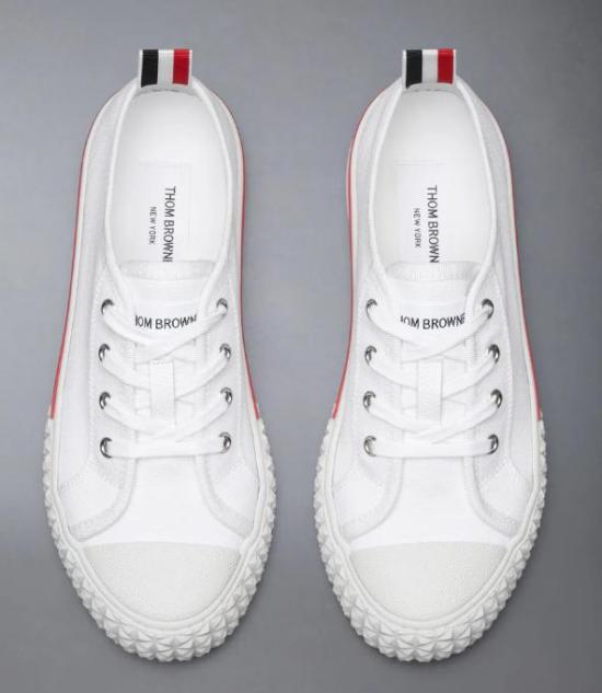 26SS 톰브라운 캔버스 컬리지에이트 로우탑 트레이너 FFD125AF0102 100 WHITE - THOM BROWNE