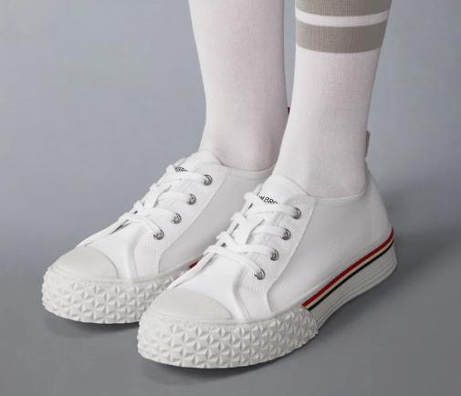 26SS 톰브라운 캔버스 컬리지에이트 로우탑 트레이너 FFD125AF0102 100 WHITE - THOM BROWNE