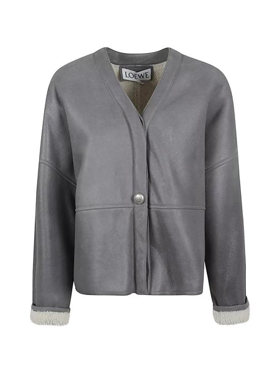 26SS 로에베 가죽 자켓 S359Y2S L491130 Light Grey - LOEWE
