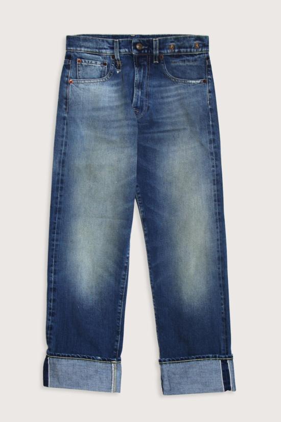  알13 데님 팬츠 R13 커프드 Bf 진 어비스 실버 블루