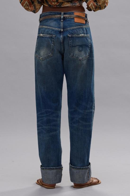  알13 데님 팬츠 R13 커프드 Bf 진 어비스 실버 블루 - R13