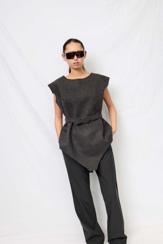  Fumika Uchida 블라우스 우치다 후미카 펠트 코스튬 바디수트 다크 그레이 - OTHER BRANDS