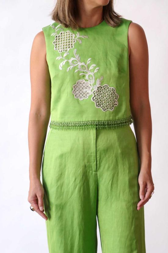  알레메 민소매 티셔츠 AlÉmais Luisa 자수 탑