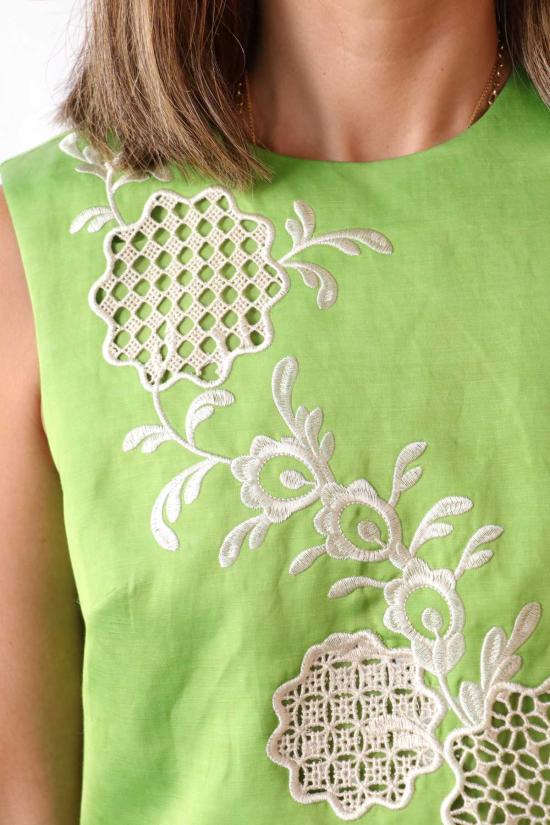  알레메 민소매 티셔츠 AlÉmais Luisa 자수 탑 - ALEMAIS