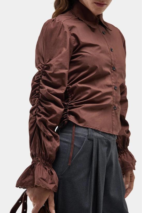  LAAGAM 가디건 Laagam Sultana 주름 장식 셔츠 브라운