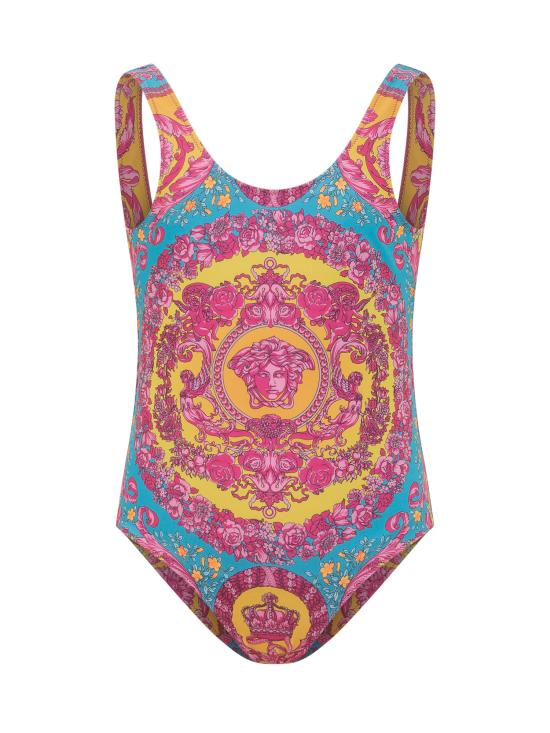 26SS [키즈] 베르사체 원피스 수영복 10214761A16912 5PF70 CYCLAMEN PINK BUTTERFLY BLUE