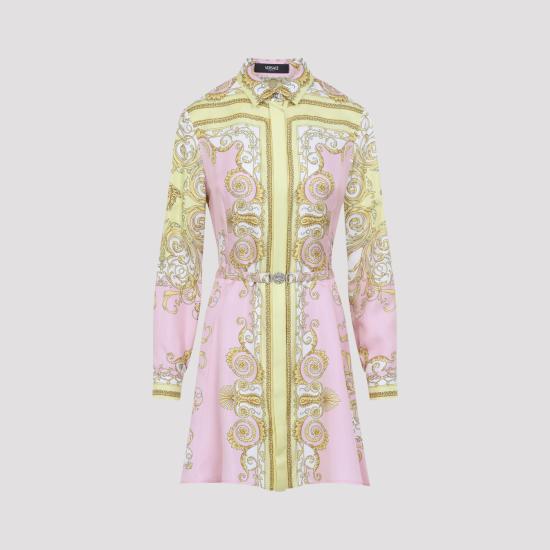 26SS 베르사체 숏 원피스 1018933 1A17165 5Y590 PALE YELLOW ROSE QUARTZ