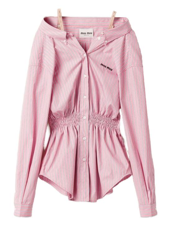 26SS 미우미우 스트라이프 포플린 드레스 MF6125SOOO 180U F0028 ROSA