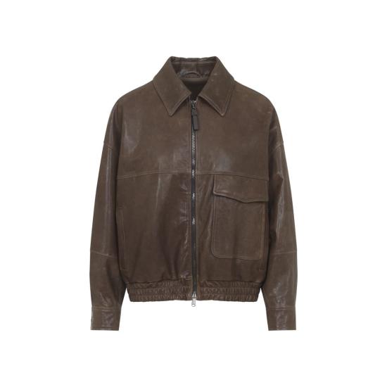 26SS 브루넬로 쿠치넬리 가죽 자켓 MPPAH7661 8921 BROWN