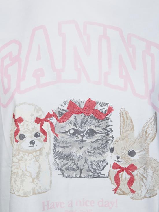 26SS 가니 애니멀 프린트 티셔츠 A1050029 151 BIANCO - GANNI