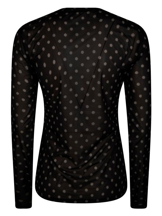 26SS 가니 폴카 도트 프린트 쉬어 롱슬리브 탑 A1040076 099 NERO - GANNI