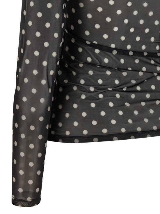 26SS 가니 폴카 도트 프린트 쉬어 롱슬리브 탑 A1040076 099 NERO - GANNI