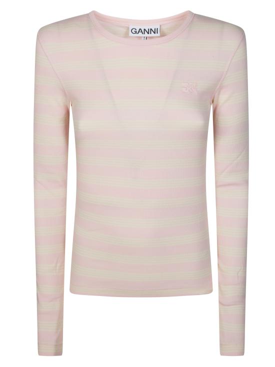 26SS 가니 스트라이프 리브 긴팔 티셔츠 A1050066 868 ROSA