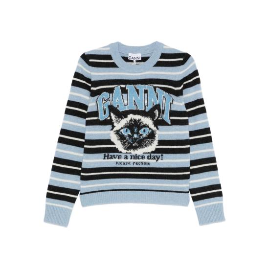 26SS 가니 그래픽 울 니트 A1070266 326 BLUE BLACK