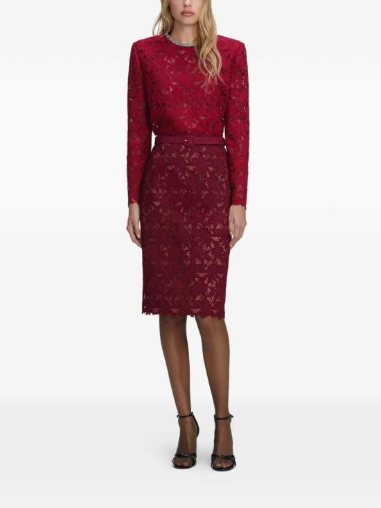 26SS 셀프 포트레이트 미디 스커트 RS26171MSKBU BURGUNDY - SELF PORTRAIT