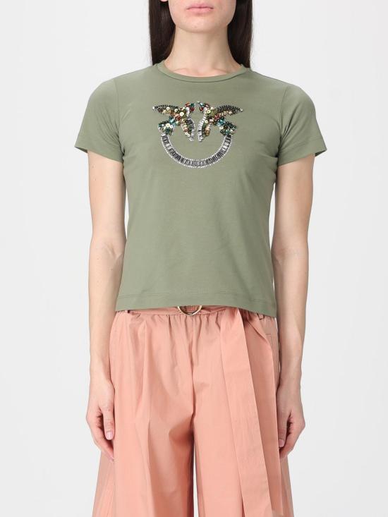 26SS 핑코 반팔 티셔츠 100535A33F U84 Verde vertiver - PINKO