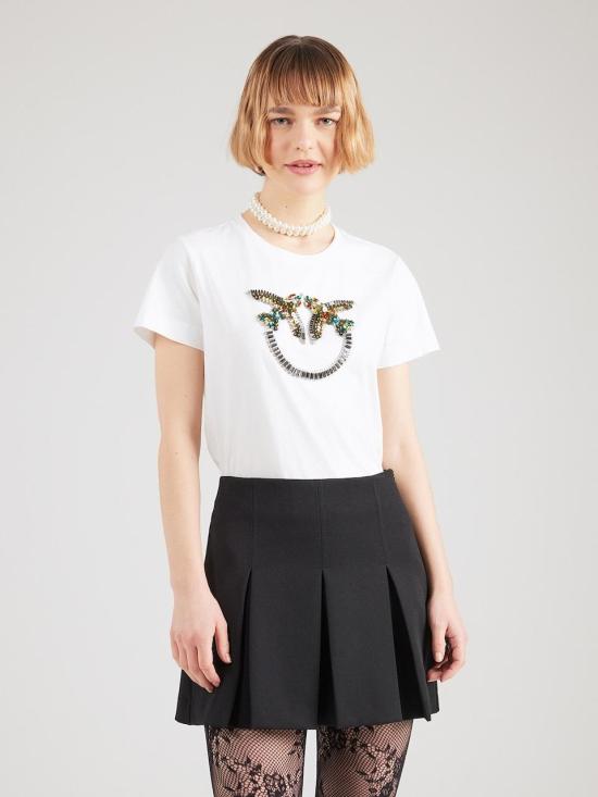 26SS 핑코 반팔 티셔츠 100535A33F Z05 Bianco biancaneve - PINKO