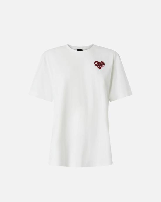 26SS 핑코 반팔 티셔츠 105526A33I ZR2 Bianco rosso