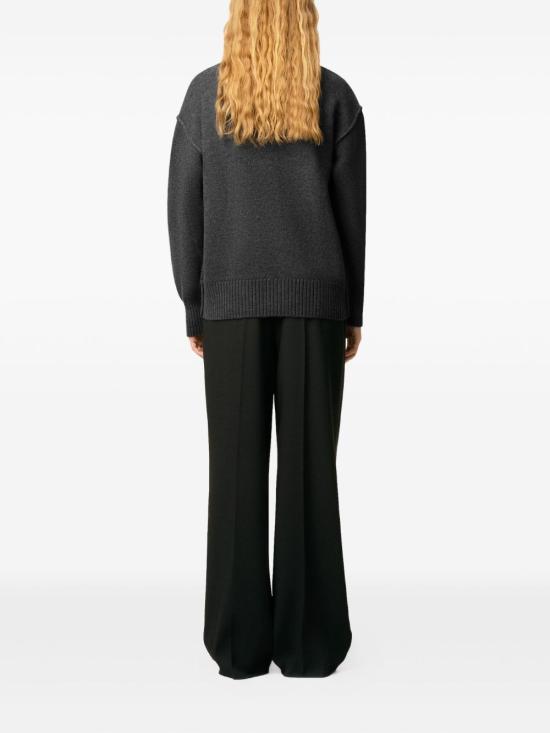 26SS 아미 하트 로고 인타르시아 V넥 가디건 UKC367018 084 Grey - AMI