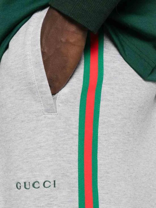 26FW 구찌 사이드  스트라이프 코튼 팬츠 사이드  스트라이프 코튼  828338XJHCX1183 Grey - GUCCI