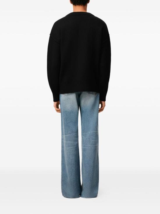 26SS 아미 하트 로고 인타르시아 V넥 가디건 UKC367018 009 Black - AMI