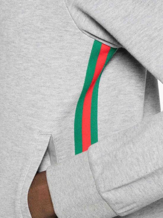 25FW 구찌 웹 사이드 심 코튼 집업 스웨트셔츠 828331XJHCX1183 Grey - GUCCI
