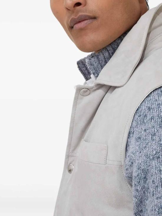  브루넬로 쿠치넬리 가죽 자켓 MPCLF2047C4245 Light Grey - BRUNELLO CUCINELLI