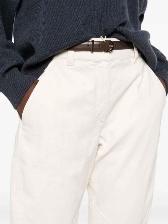 25FW 브루넬로 쿠치넬리 스트레이트 팬츠 MH137P4014C8739 White - BRUNELLO CUCINELLI