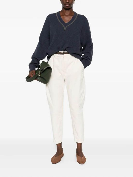 25FW 브루넬로 쿠치넬리 스트레이트 팬츠 MH137P4014C8739 White - BRUNELLO CUCINELLI