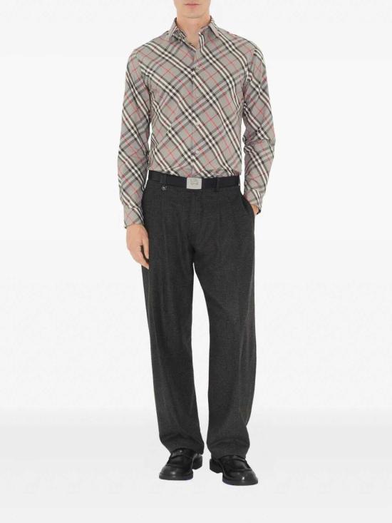 25FW 버버리 레귤러핏 체크 코튼 긴팔 셔츠 8113533 Grey - BURBERRY