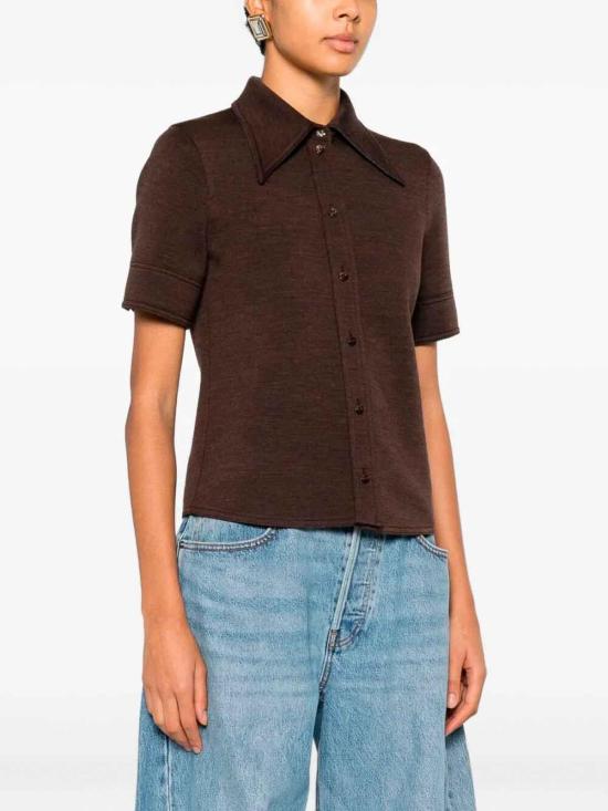 25FW 구찌 울 코튼 저지 셔츠 836442Z7AXV2063 Brown - GUCCI