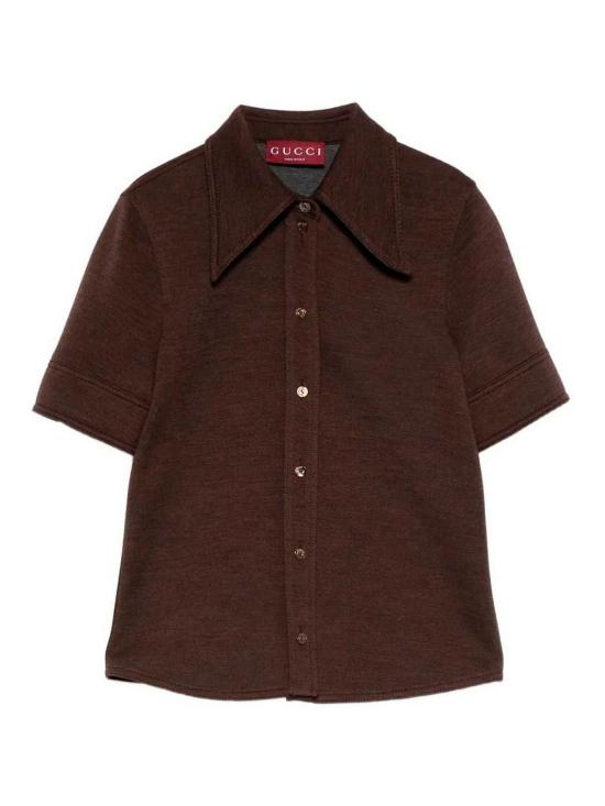 25FW 구찌 울 코튼 저지 셔츠 836442Z7AXV2063 Brown